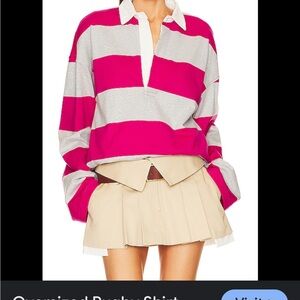 Striped Rugby Shirt in Pink and Gray
